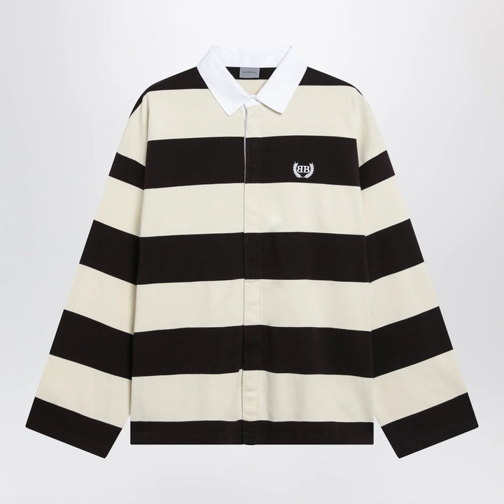 Balenciaga - Striped jersey polo shirt in cotton, brown Brand Shirts &amp; Tops M