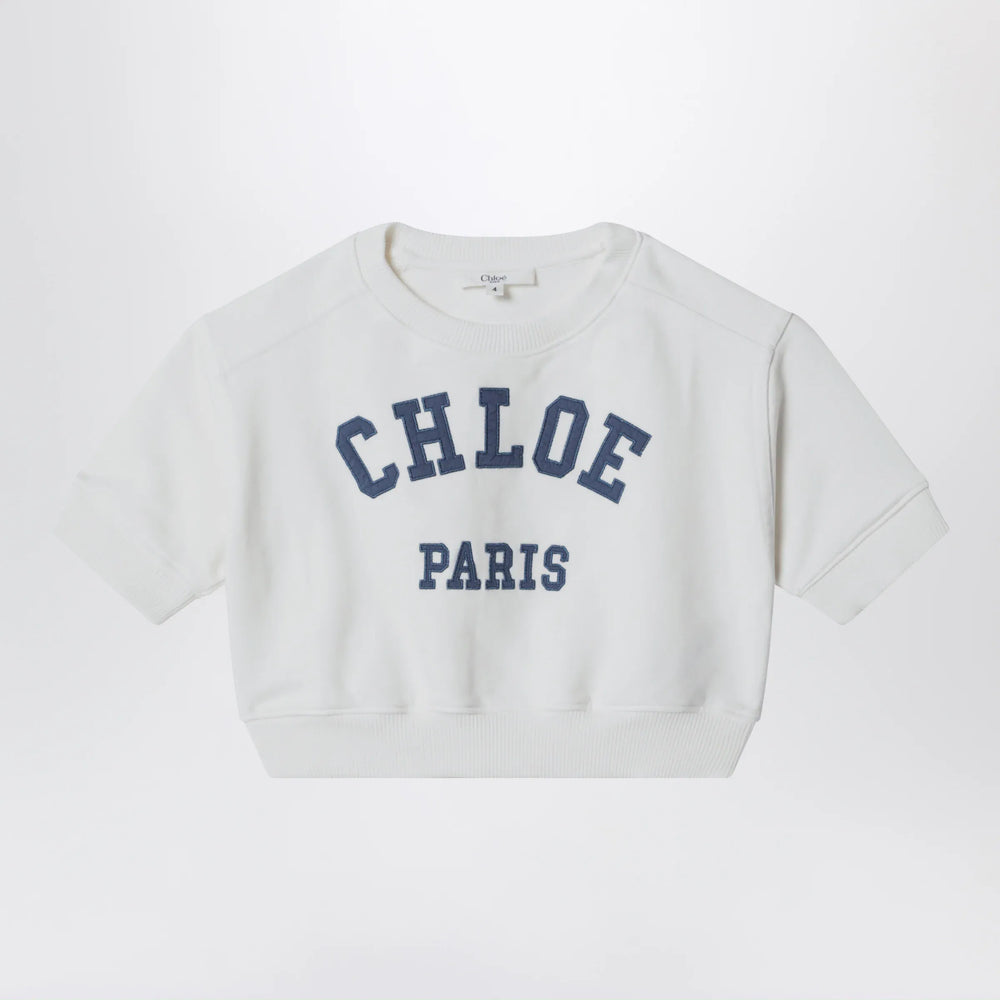 Chloé - White cropped sweatshirt with logo embroidery Brand Shirts & Tops 4