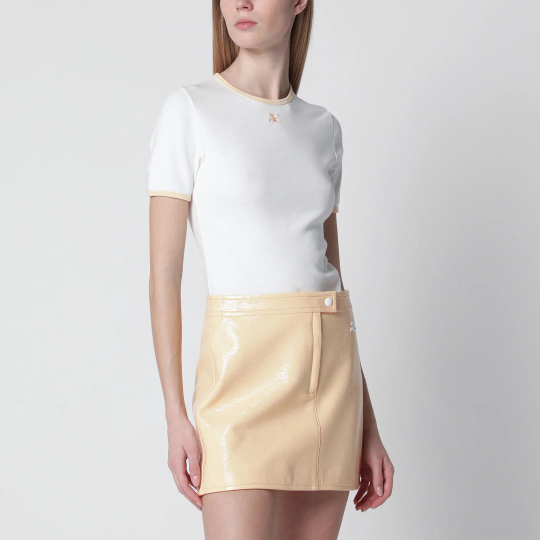 Courrèges - White/orange contrast cotton crew-neck T-shirt Brand Shirts &amp; Tops S
