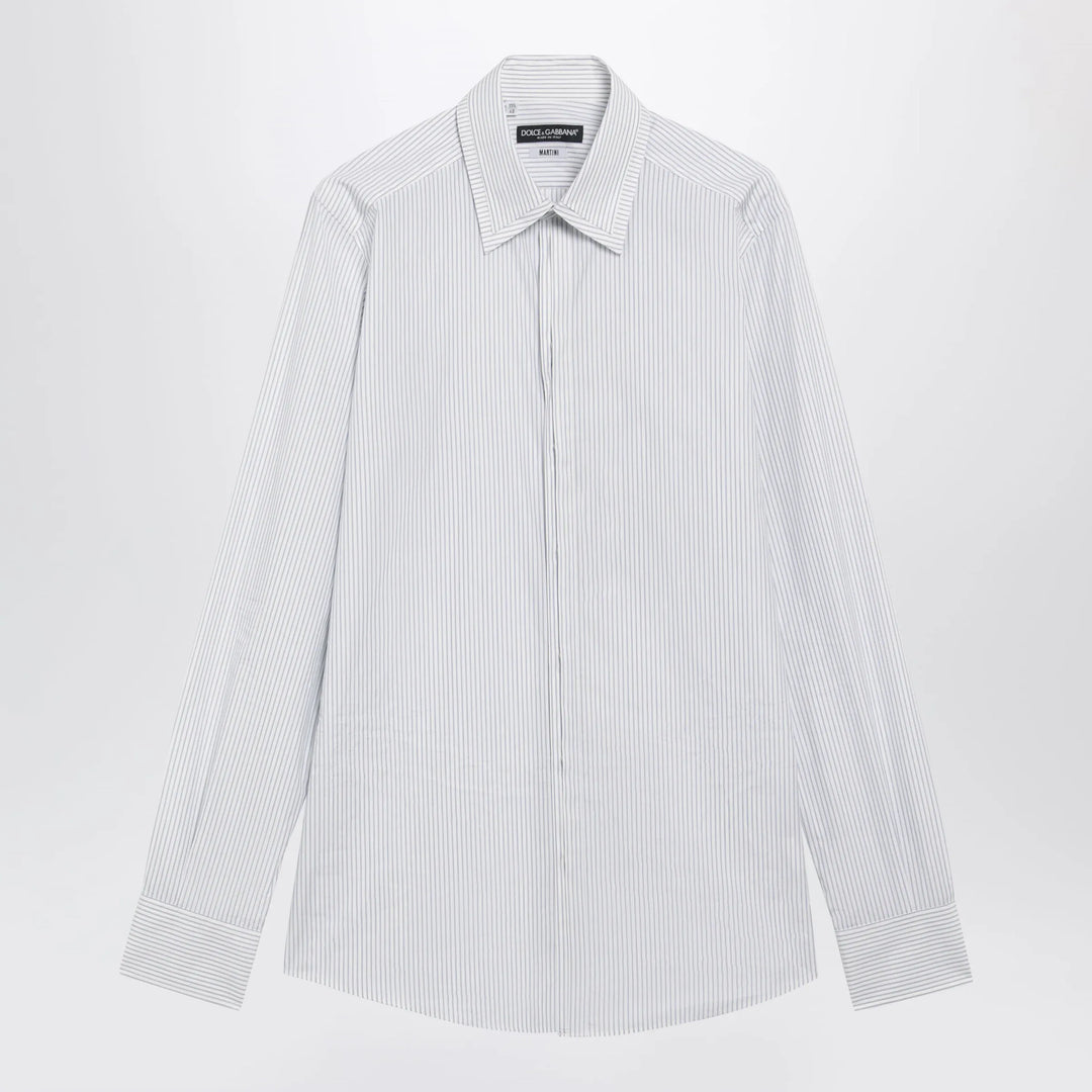 Dolce&amp;Gabbana - White Double-Collar Striped Shirt Brand Shirts &amp; Tops 39