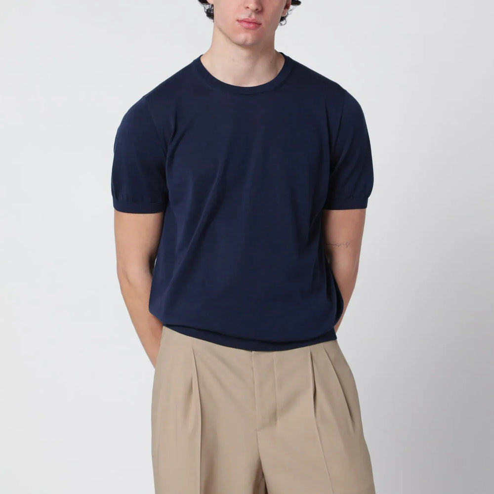 Drumohr - Blue cotton crewneck sweater Brand Shirts & Tops 48 IT