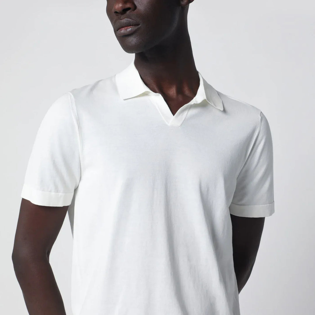 Drumohr - Milk-white cotton knit polo Brand Shirts &amp; Tops