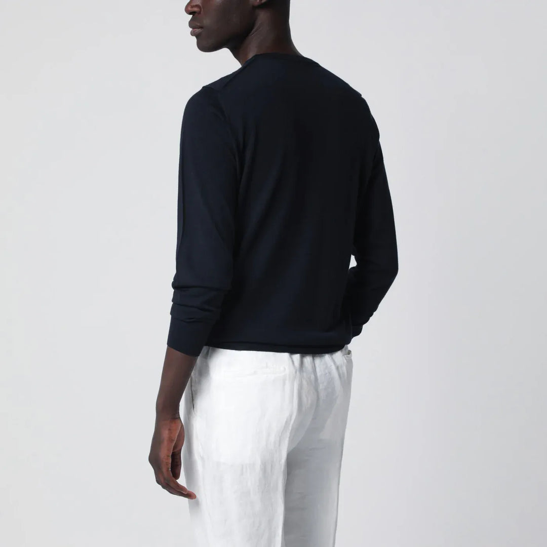 Drumohr - Navy blue wool crew-neck sweater Brand Shirts &amp; Tops