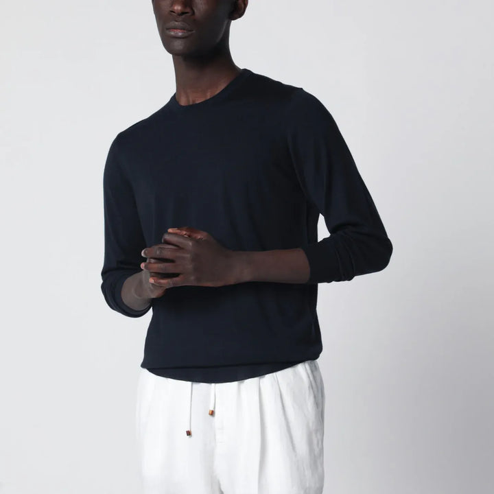 Drumohr - Navy blue wool crew-neck sweater Brand Shirts &amp; Tops 48 IT