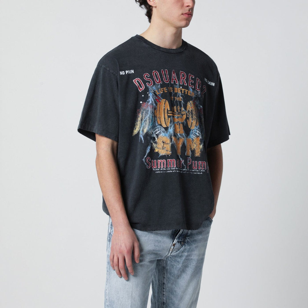 Shirts &amp; Tops Dsquared2 - Grey vintage-effect T-shirt with rock print Brand