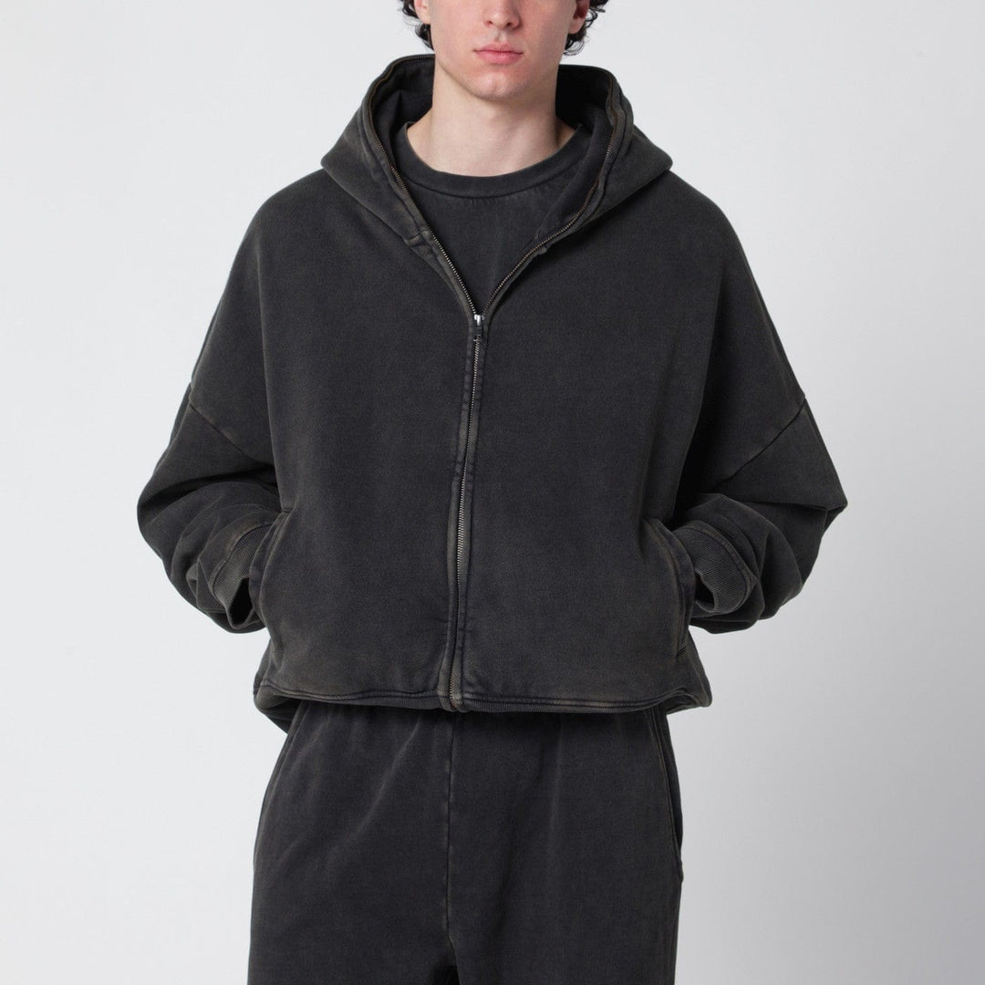 Shirts &amp; Tops Entire Studios - Washed black cotton zip-up hoodie Brand