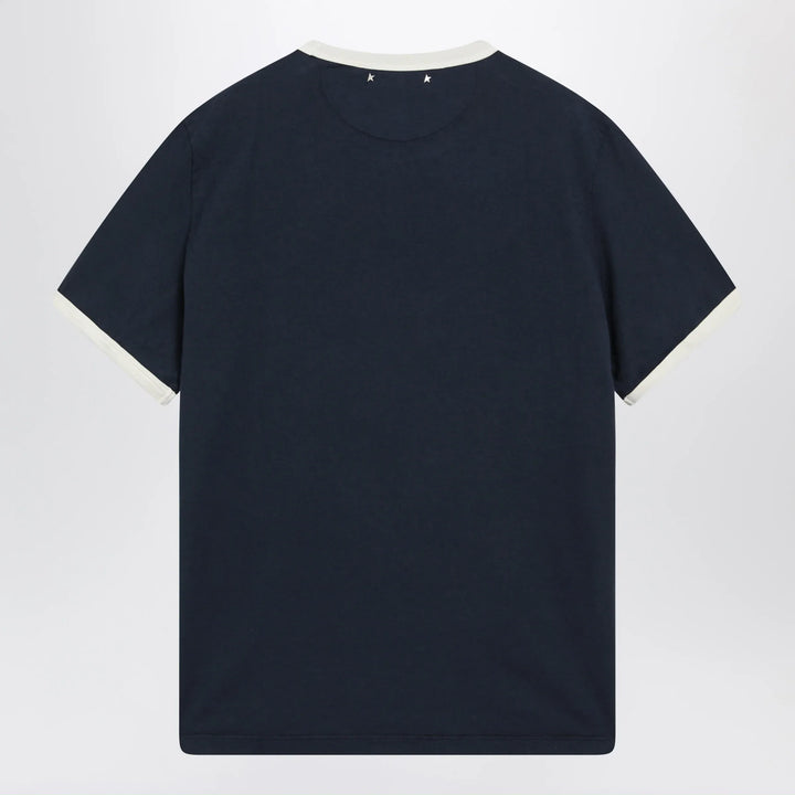 Golden Goose - Cotton T-shirt with vintage logo print in blue/white Brand Shirts &amp; Tops