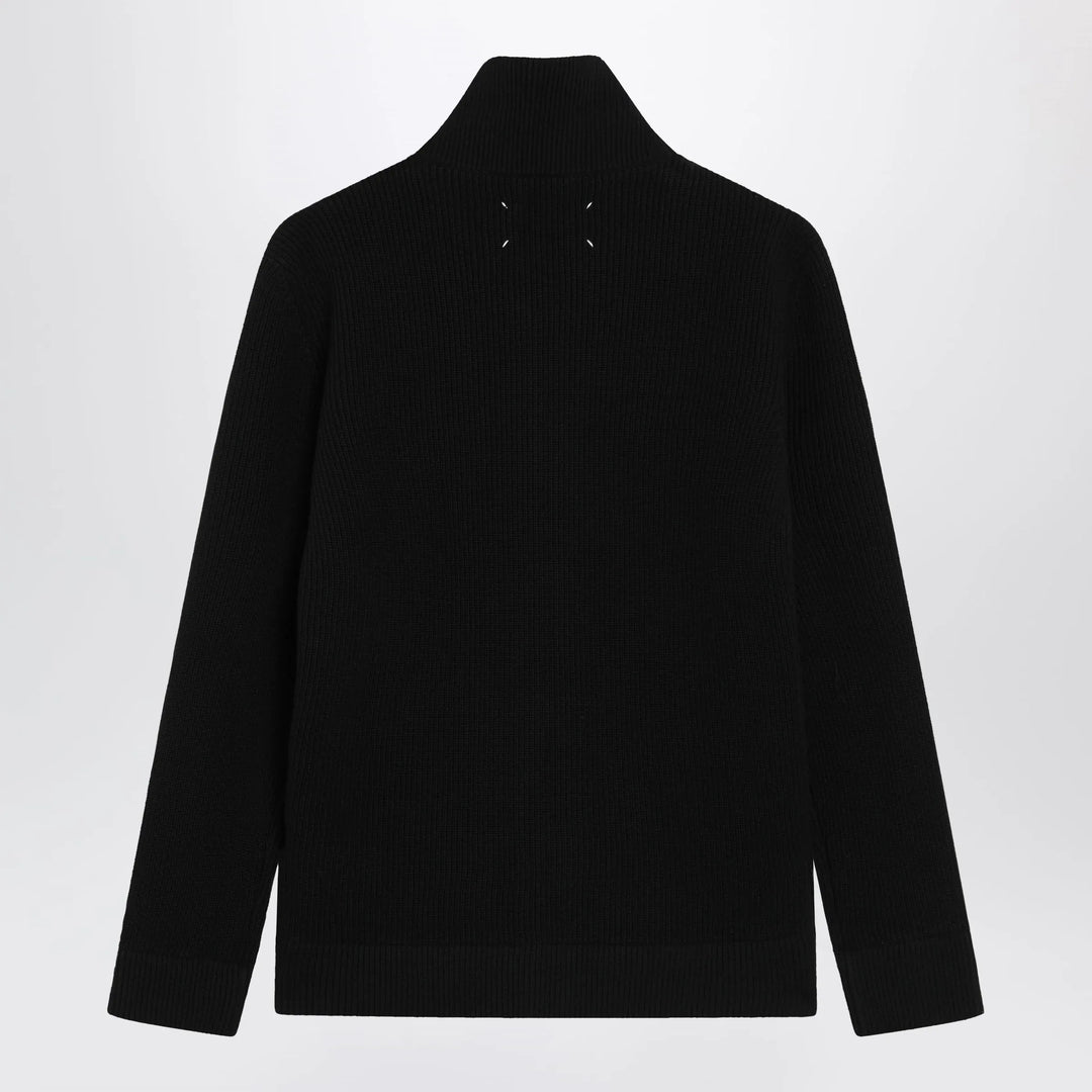 Maison Margiela - Zip-Up Knit Cardigan in Black Cotton and Wool Brand Shirts &amp; Tops