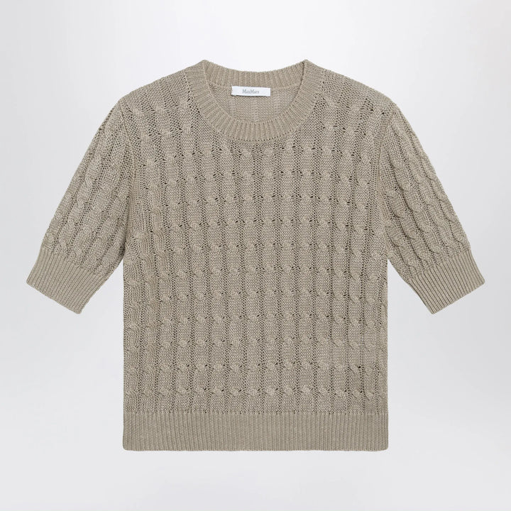Max Mara - Cable-knit linen crewneck sweater in brown Brand Shirts &amp; Tops M