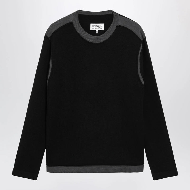 MM6 Maison Margiela - Asymmetrical crewneck sweater in black and grey Brand Shirts &amp; Tops S