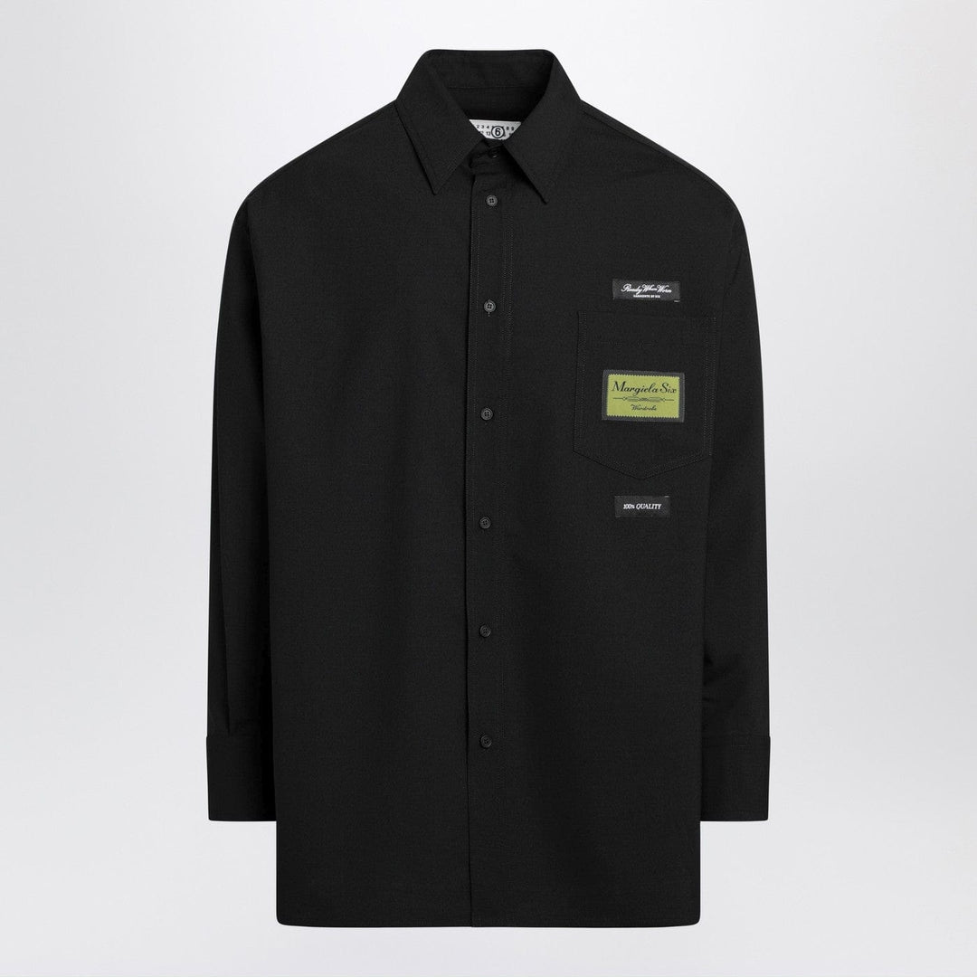 Shirts & Tops 48 IT MM6 Maison Margiela - Black wool-blend shirt with label details Brand