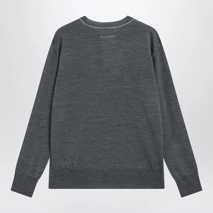 MM6 Maison Margiela - Grey wool sweater with Numeric logo Brand Shirts &amp; Tops