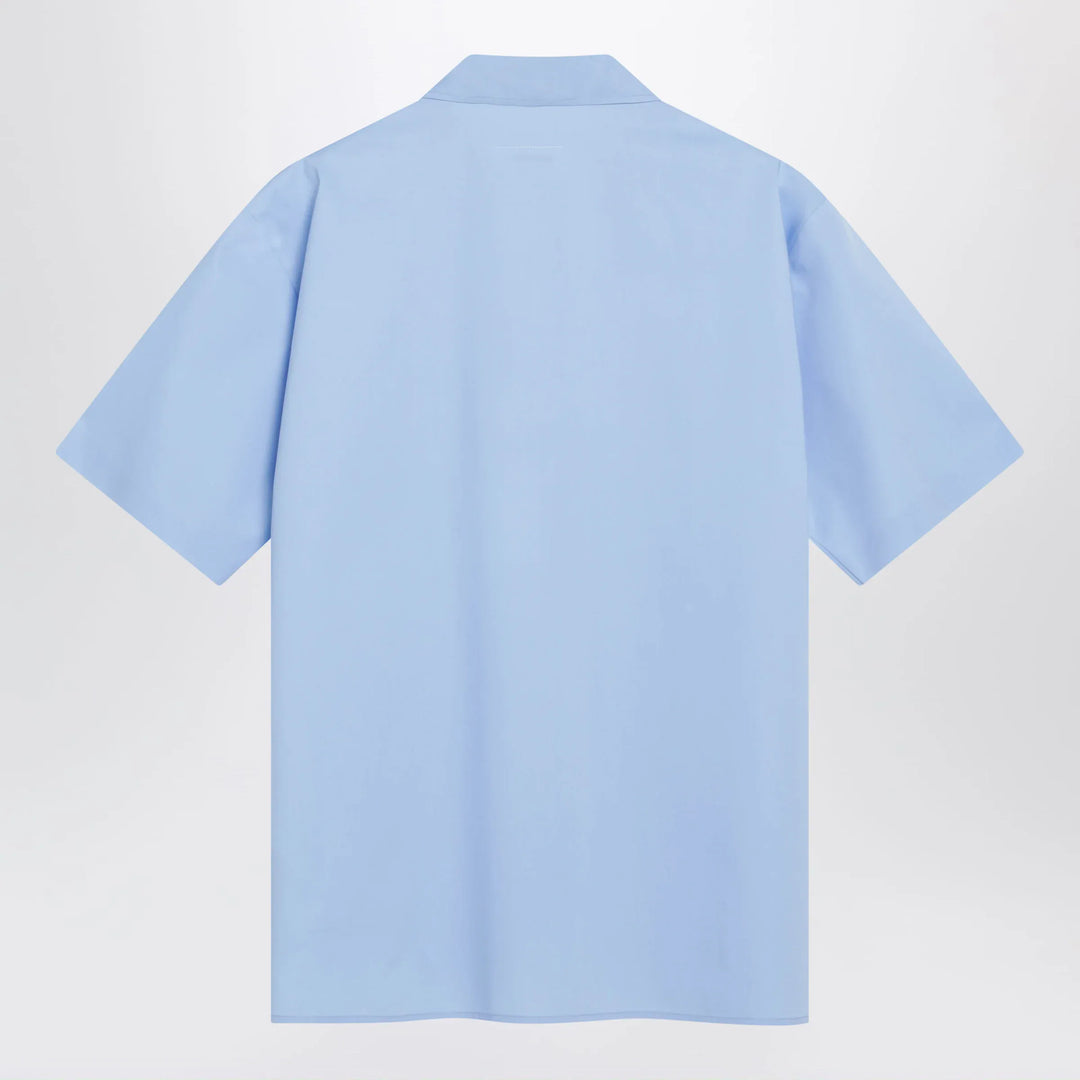 MM6 Maison Margiela - Short-sleeve poplin shirt with reinforcements, light blue Brand Shirts &amp; Tops