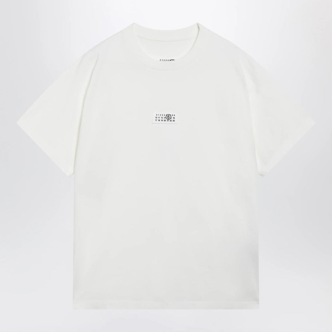 MM6 Maison Margiela - White cotton jersey T-shirt with logo patch Brand Shirts &amp; Tops M
