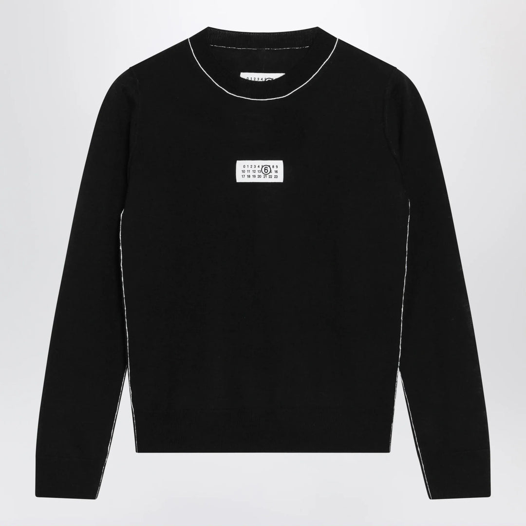 MM6 Maison Margiela - Wool-blend sweater with contrast trim in black Brand Shirts &amp; Tops S