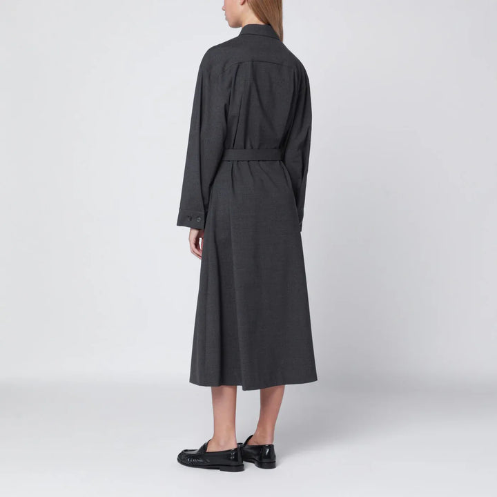 P.A.R.O.S.H. - Anthracite grey belted shirt dress Brand Shirts &amp; Tops