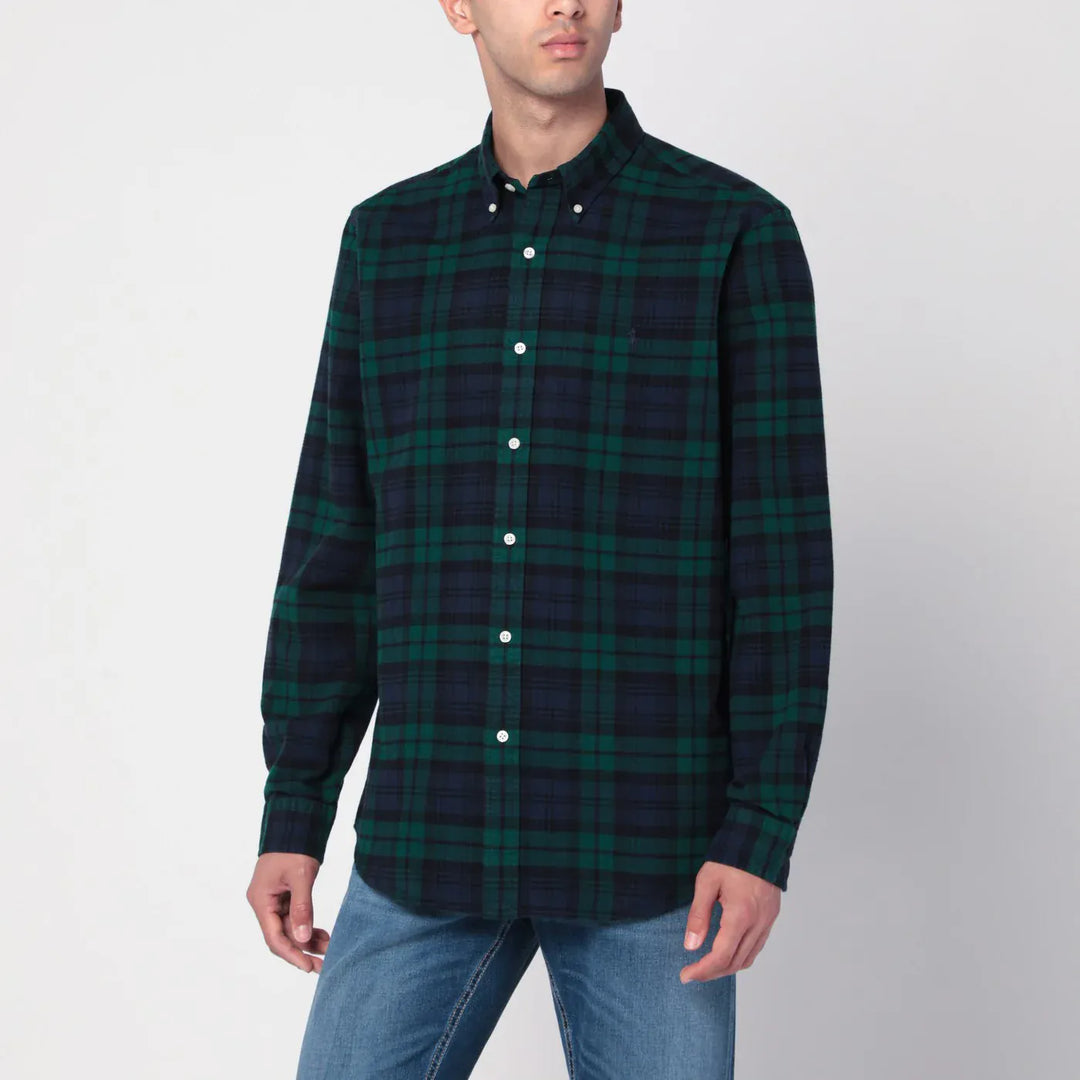Polo Ralph Lauren - Blue navy/green check pattern shirt Custom-Fit Brand Shirts &amp; Tops S