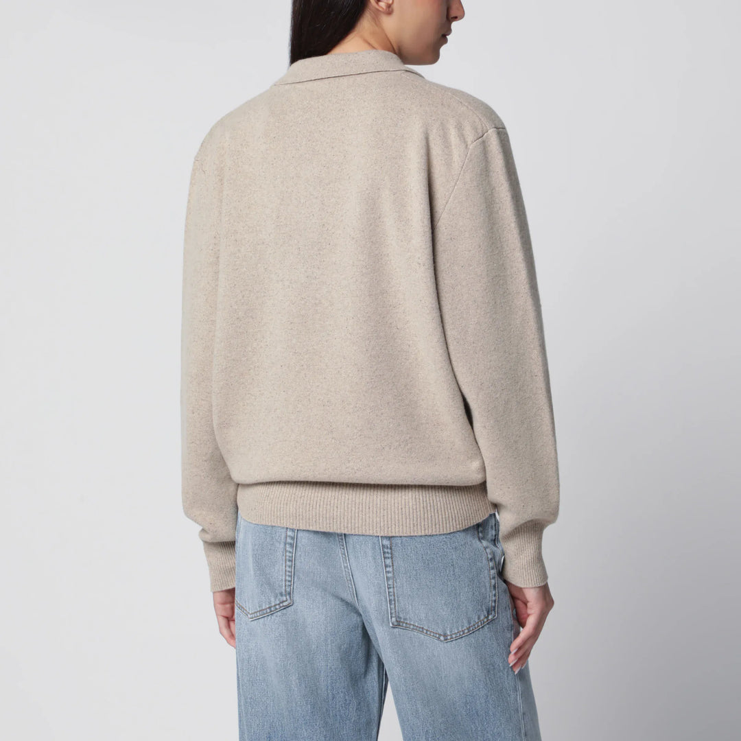 Róhe - Stone Mélange Wool and Cashmere Polo Shirt Brand Shirts &amp; Tops