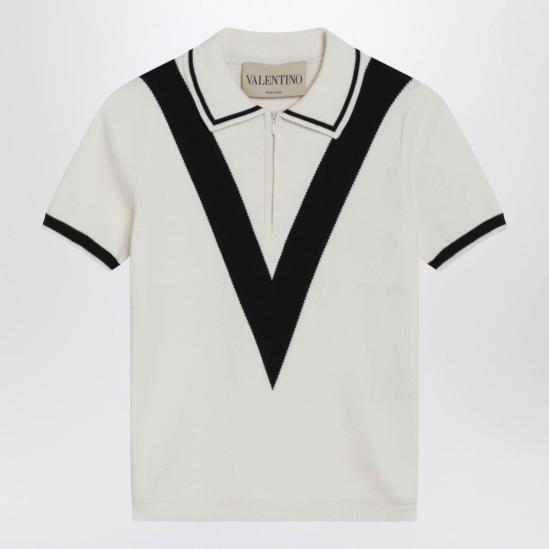 Shirts & Tops Valentino - Ivory and black V-inlay polo shirt Brand