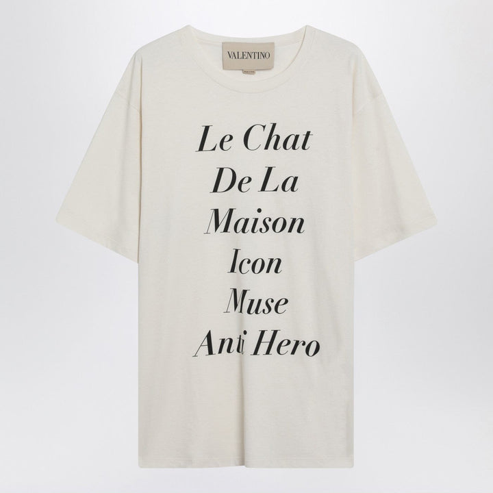 Shirts &amp; Tops Valentino - Ivory Le Chat De La Maison Icon Muse Anti Hero T-shirt Brand