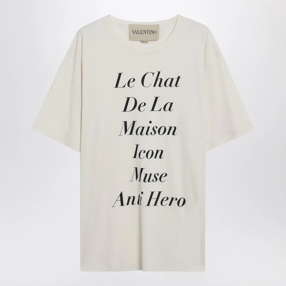 Valentino - Ivory Le Chat De La Maison Icon Muse Anti Hero T-shirt Brand Shirts & Tops S