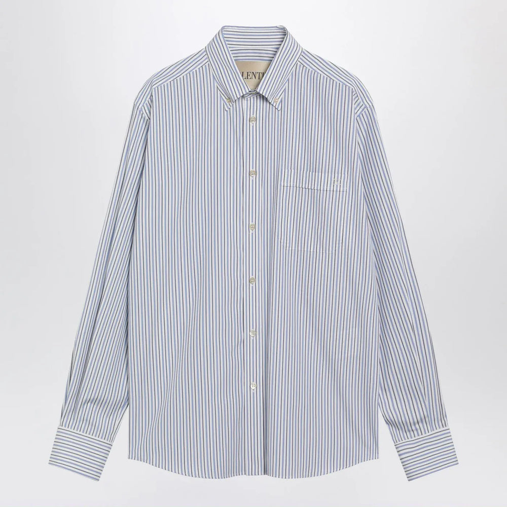 Valentino - Ivory shirt with light blue and blue stripes Brand Shirts & Tops 39