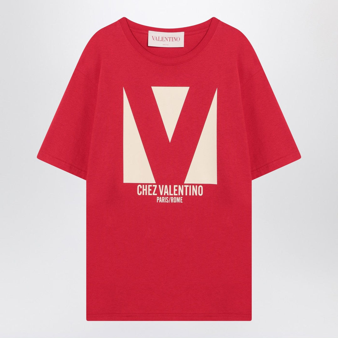 Shirts & Tops S Valentino - Red T-shirt with Chez Valentino print Brand