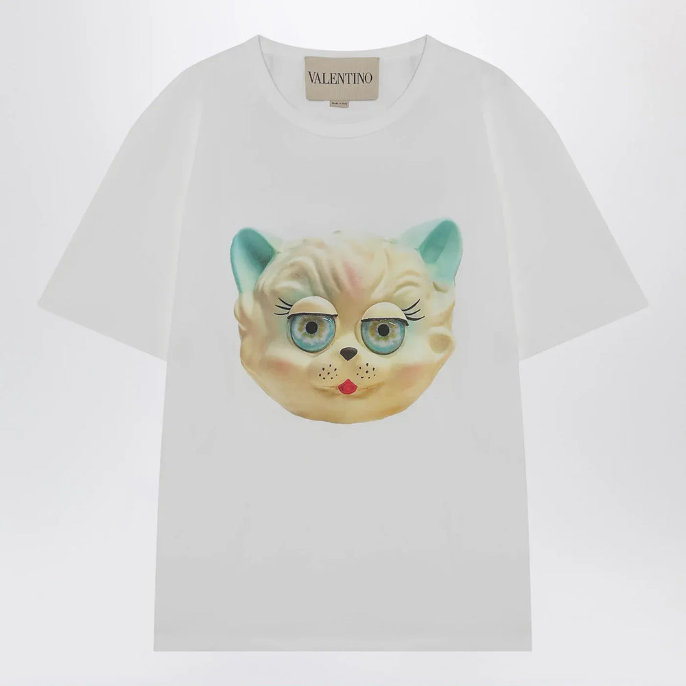 Valentino - White T-shirt with Le Chat De La Maison print Brand Shirts & Tops S