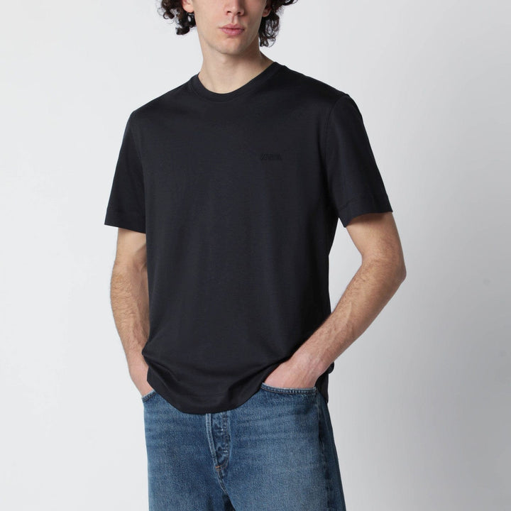 Shirts &amp; Tops ZEGNA - Navy blue T-shirt with embroidered logo Brand