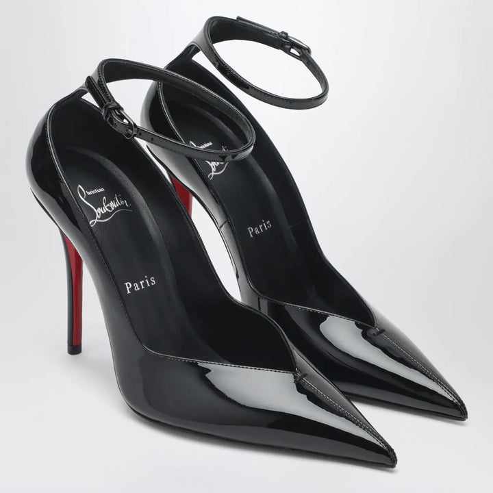 Christian Louboutin - Black patent leather Erozee pumps with ankle strap Brand Shoes