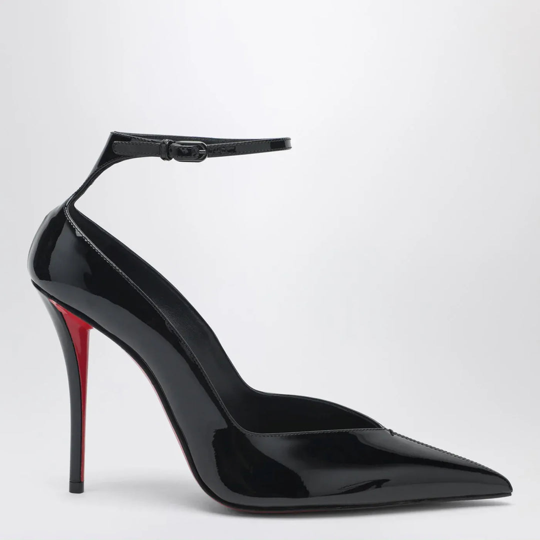 Christian Louboutin - Black patent leather Erozee pumps with ankle strap Brand Shoes 36 IT