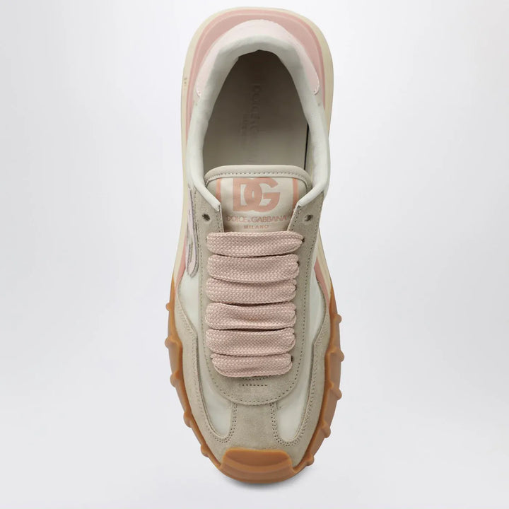 Dolce&amp;Gabbana - DG Athletic Sneakers in ivory and pink fabric and leather Brand Shoes