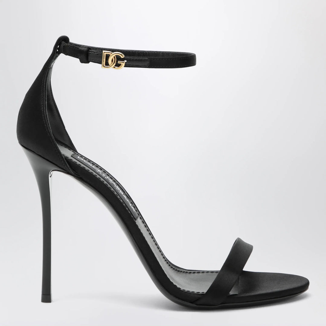 Dolce&amp;Gabbana - Keira sandal in black satin Brand Shoes 37,5 IT