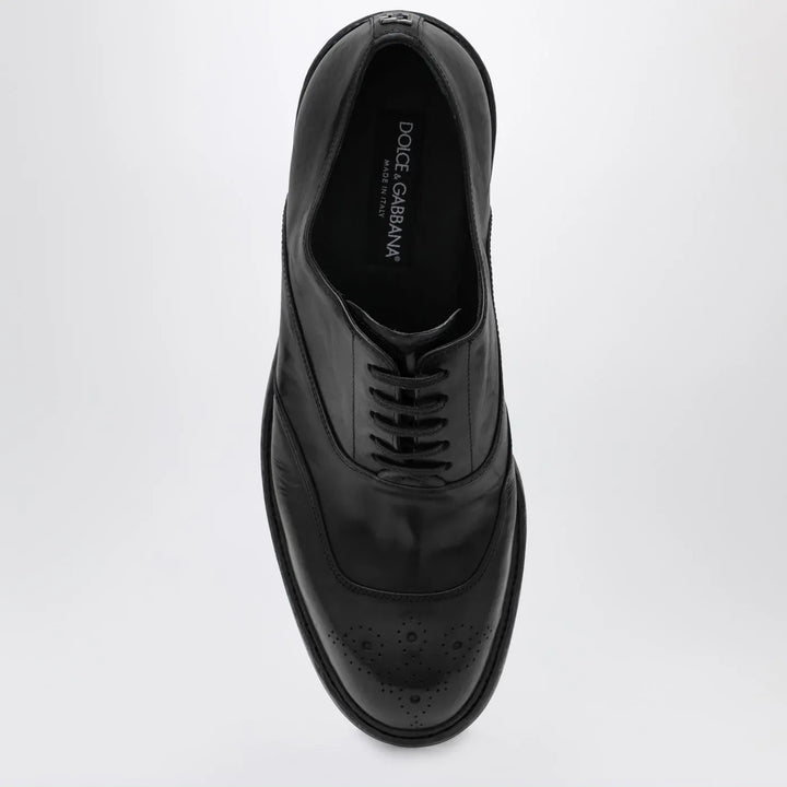 Dolce&amp;Gabbana - Washed black calfskin lace-up shoe Brand Shoes