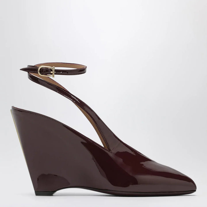 Ferragamo - Peep Toe Wedge Sandals in Bordeaux Brand Shoes 5,5 US