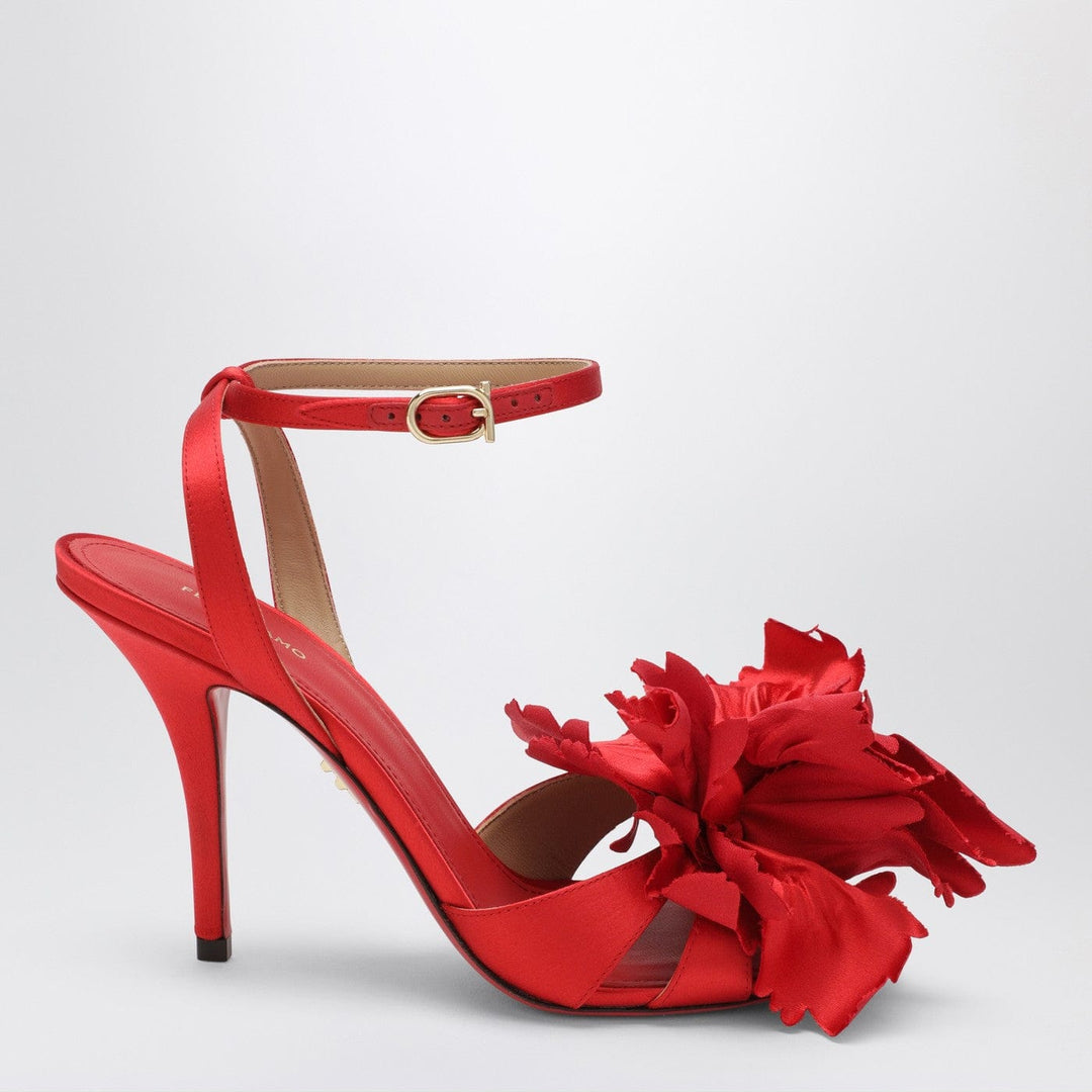 Shoes Ferragamo - Red satin sandals with flower Brand
