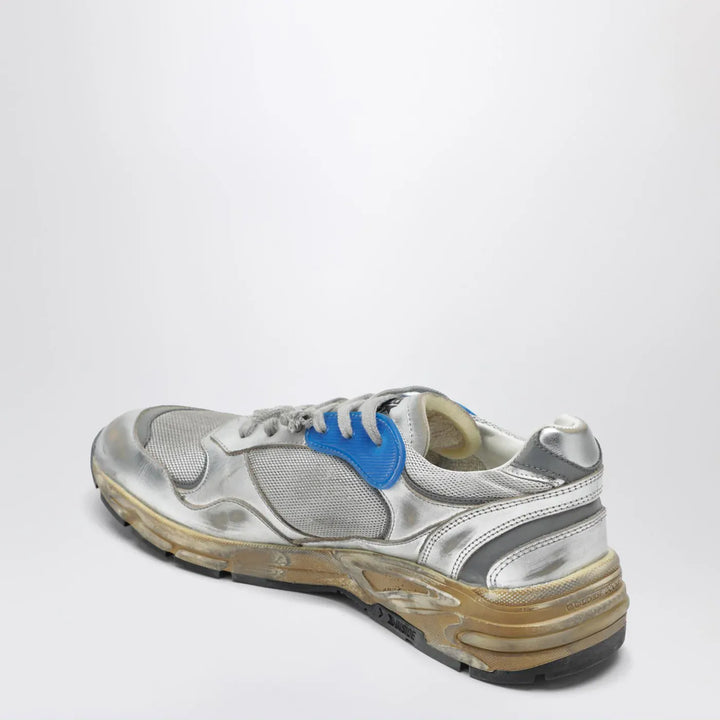 Golden Goose - Dad-Star Sneakers in silver laminated leather and mesh Brand Shoes