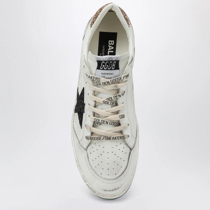 Golden Goose - White and black Ball Star sneakers with gold glitter Brand Shoes