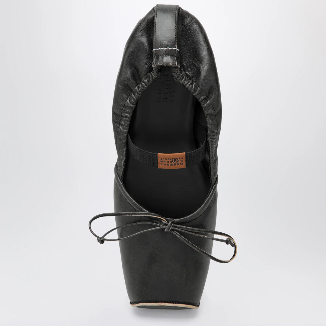 MM6 Maison Margiela - Square-toe ballerinas in brown calfskin leather Brand Shoes
