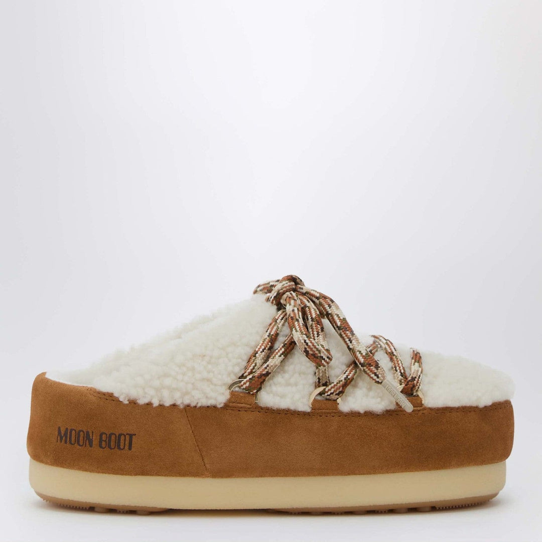 Shoes Moon Boot - White shearling and suede mules Brand