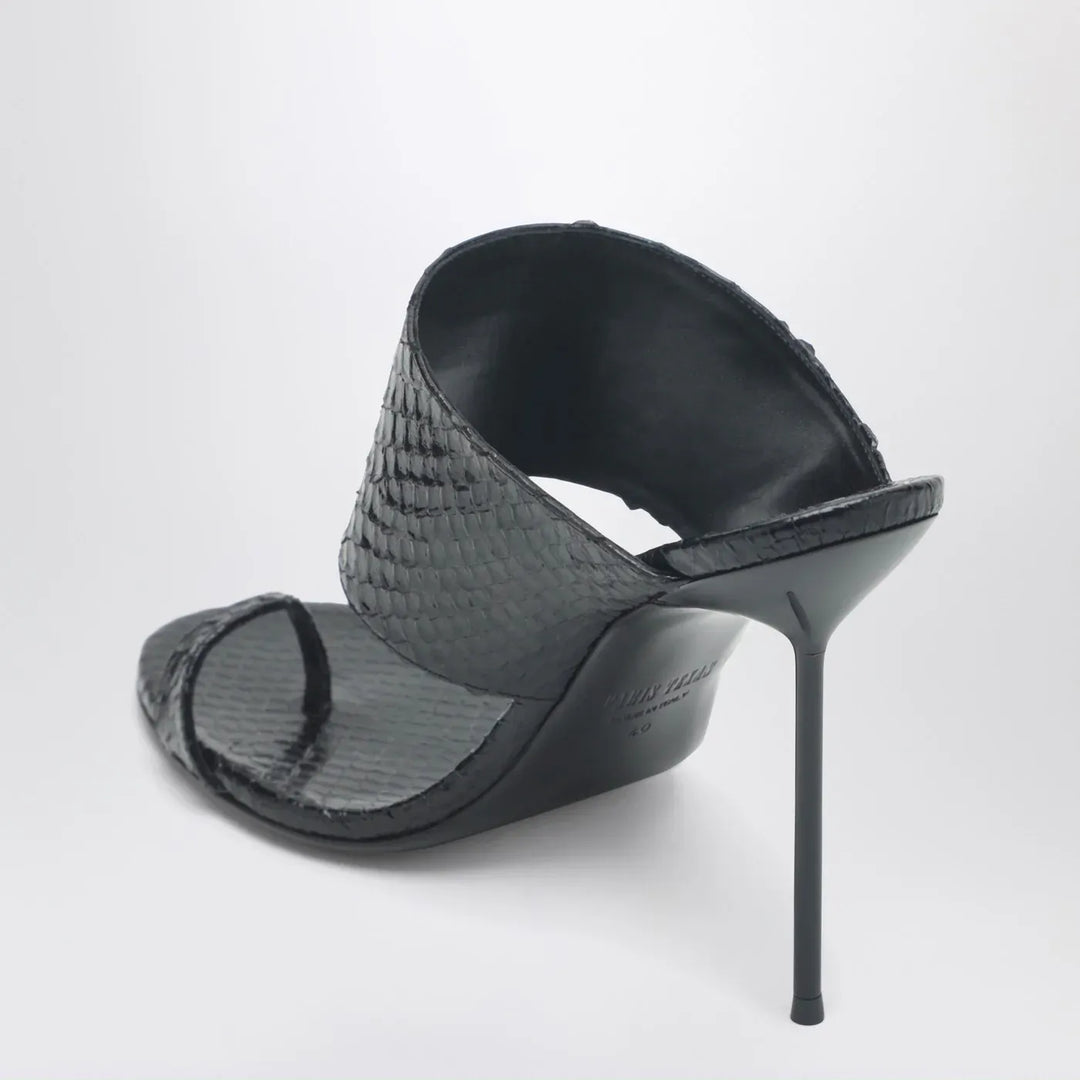 Paris Texas - Lidia python-effect black leather thong mule Brand Shoes