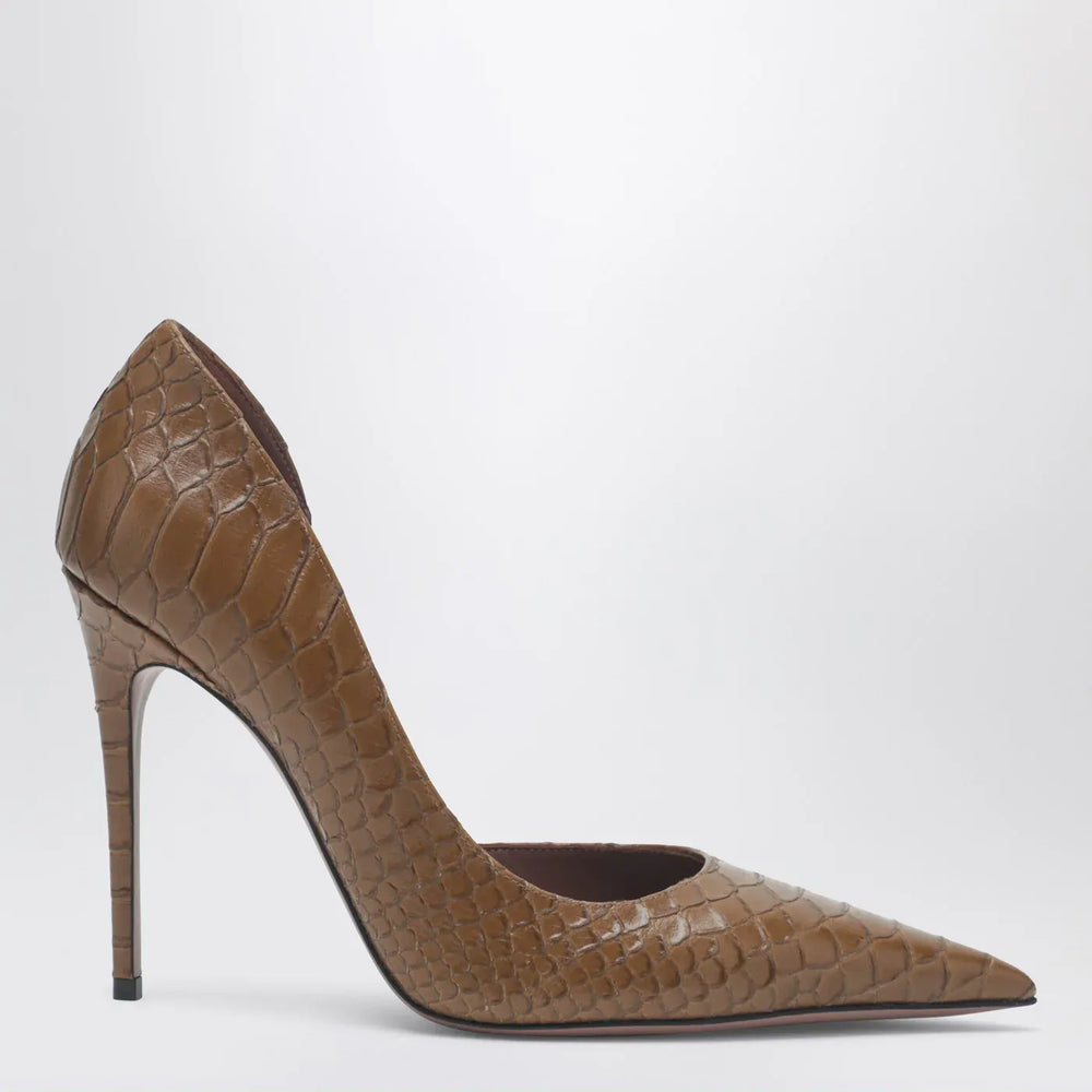Paris Texas - Vera 105 coffee-colored leather pumps with python-effect Brand Shoes 36 IT