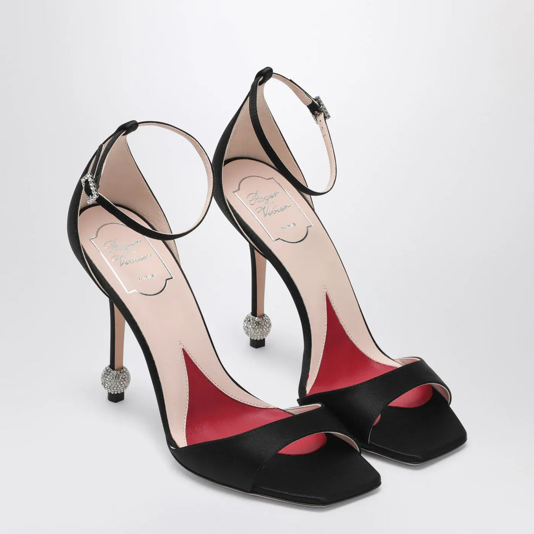 ROGER VIVIER - Black sandal with jewelled heel Brand Shoes