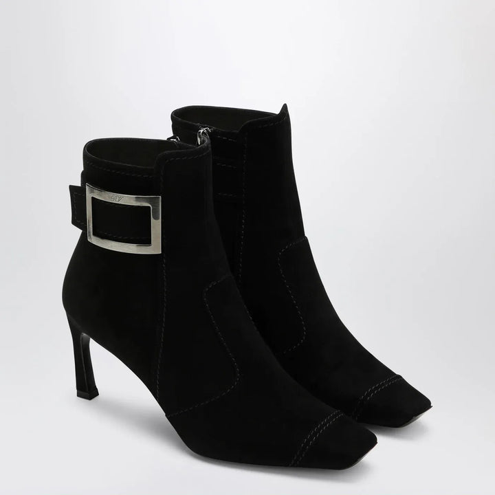 ROGER VIVIER - Black Trompette suede ankle boot Brand Shoes