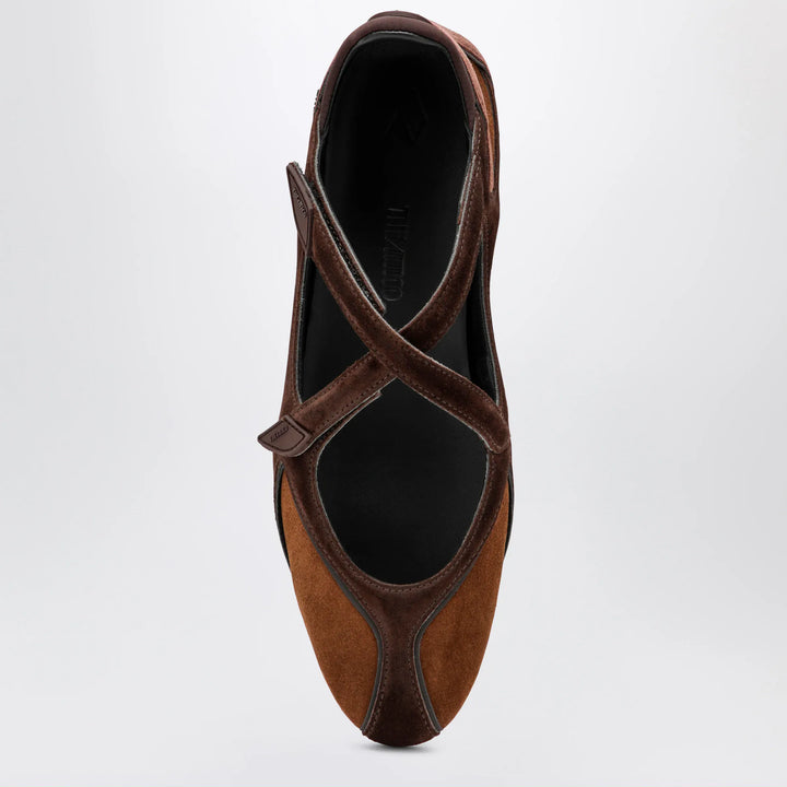 The Attico - Floor 01 suede ballerina-sneaker flats in brown Brand Shoes