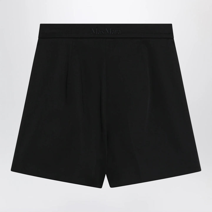 Max Mara - Black stretch cotton satin shorts Brand Shorts