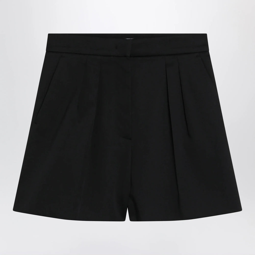 Max Mara - Black stretch cotton satin shorts Brand Shorts 42  IT