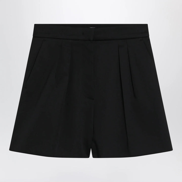 Max Mara - Black stretch cotton satin shorts Brand Shorts 42  IT