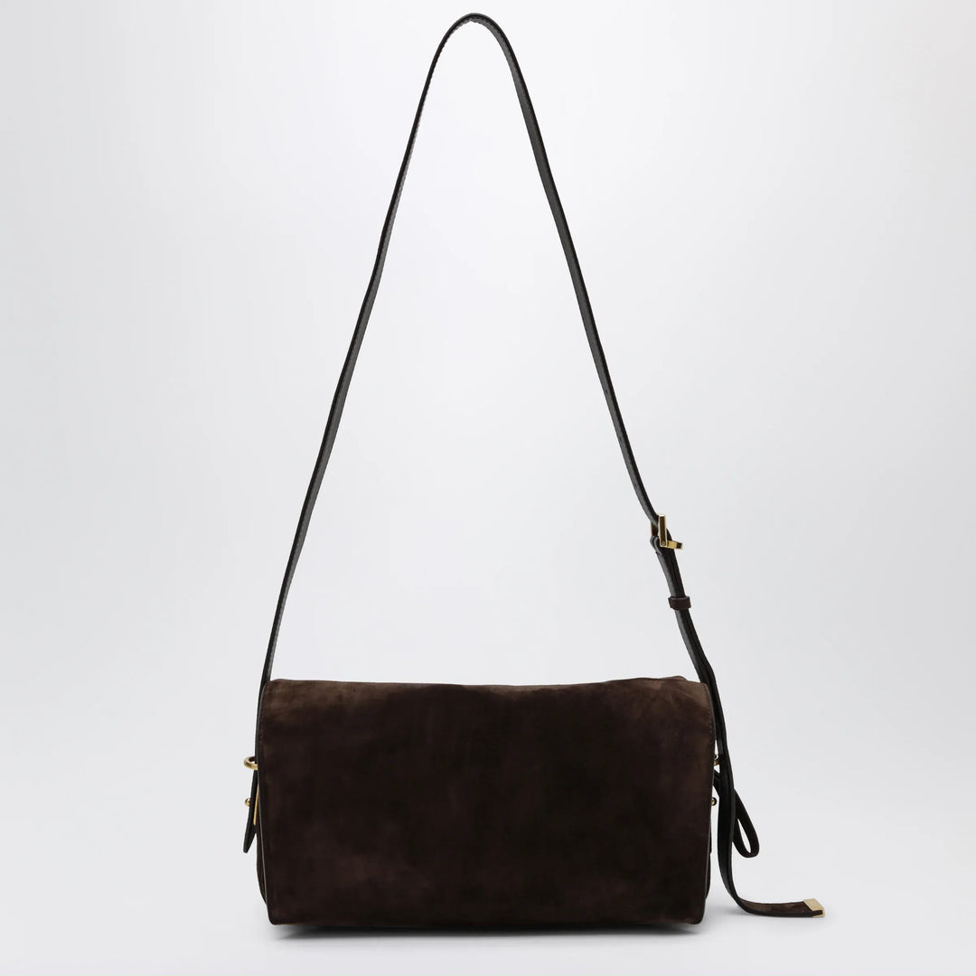 Balenciaga - Le 7 Medium suede calfskin shoulder bag in Moka/Ruby Brand Shoulder Bag TU