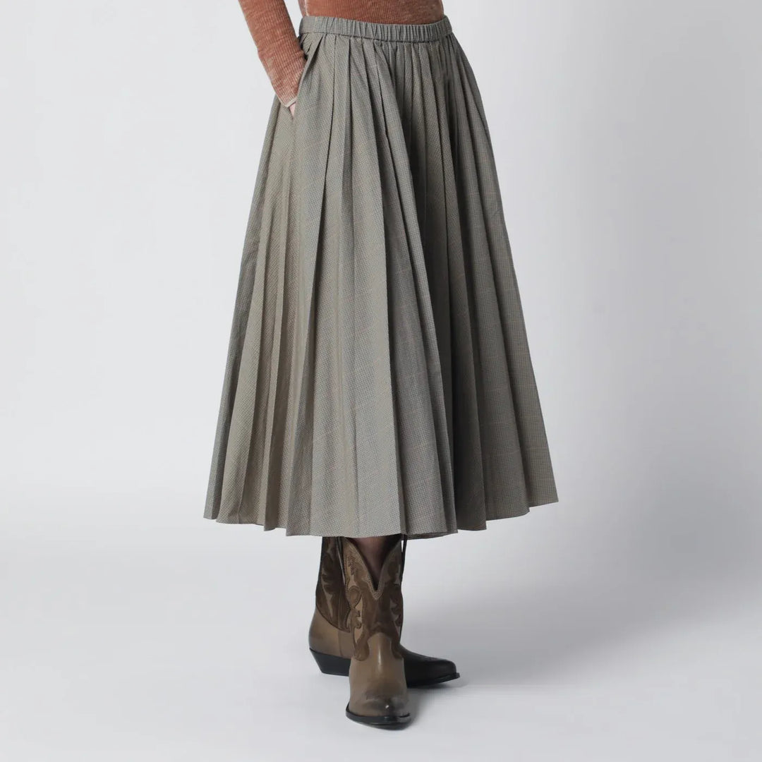 6397 - Checked pleated midi skirt Brand Skirts